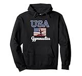 Girl Tumbling Team Gear Gymnast Gymnastics USA American Flag Pullover Hoodie