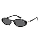 SOJOS Polarized Oval Sunglasses for Women, Chic 90s Vintage, UV400 Lightweight Retro Frame Sunnies SJ2676, Black/Grey