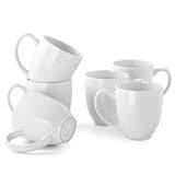 DOWAN Coffee Mugs, White Coffee Mugs Set of 6, 16 oz Ceramic Coffee Cups with Large Handles for Men Women, Porcelain Big Mug for Tea Latte, Mug Gifts for Home Office Party