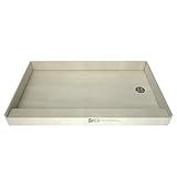 Tile Redi USA 3260RSPVC-13-2-4-BN Redi Base Shower Pan, 60" W x 32" D, Right Round Brushed Nickel Drain Plate