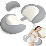 Pregnancy Pillows for Sleeping, Memory Foam W Shaped Maternity Pillow for Pregnant Women, Adjustable Travel Pregnancy Wedge Pillow with Cooling Removable Washable Cover, Support for Belly, Back(Grey)