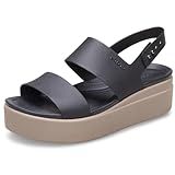 Crocs Women's Brooklyn Low Wedges, Platform Sandals, Black/Mushroom, 9 Women