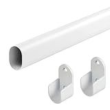Oval Closet Rod for Hanging Clothes 18 to 40 Inch Adjustable Closet Rods 1 inch Diameter With End Supports White Poles Bar Closet Rod Expandable for Wardrobes