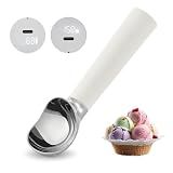 Heated Ice Cream Scoop Rechargeable, Electric Warming Ice Cream Scooper with LED Display, Heats to 158°F for Hard Ice Cream, Easy for Seniors & Kids, IP67 Waterproof (White, 2 oz)