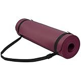 Yoga Mat, 1/2-Inch Extra Thick High Density Exercise Mat, Anti-Tear Exercise Yoga Mat with Carrying Strap, Suitable for Various Yoga Exercises, Deep Wine
