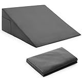 Horbaunal Dark Grey Bed Wedge Pillow Cover with Zipper Design, Wedge Pillowcase Protector with Side Pocket for Storage, 26" L x 25" W x 7.5" H(Pillow Not Include)