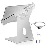 Volcora Anti-Theft Tablet Stand iPad Kiosk Stand with Lock, Silver 10-13'' iPad Stand for Desk, Swivel, Adjustable iPad Holder For Desk, iPad Mount For Desk For POS Register, Retail Business, Cashier