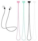Thrymme 4PCS Earbud Strap, Soft Silicone Magnetic Anti-Lost Straps, Ultra Strong Metal for Wireless Earbuds Sports Running (Black, White, Green and Pink)