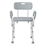 Medline Shower Chair with Backrest and Padded Armrests - 350 lb. capacity, Bath Bench, Seat, Stool for Independent Adult, Seniors, Elderly & Disabled Patients