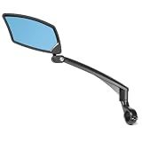 BriskMore Handlebar Bike Mirror - Crystal Clear HD Glass, Anti-Glare Blue Lens Mirror for Safe Riding, Wide Angle Rearview for E-Bikes, Mountain Bikes & Scooters,Bicycle Mirrors,Left Side Mount