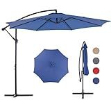 Sweetcrispy 9.8FT Offset Patio Umbrella Hanging Cantilever Umbrella Outdoor Sun Shade with Easy Tilt Adjustment, 8 Ribs, UV Protection for Backyard, Lawn, Garden and Pool, Blue