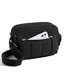 BAGSMART Cross Body Purse, Mini Crossbody Bags for Women Travel Purse, Puffy Shoulder Handbag Wallet with RFID Blocking Slots, Black-small