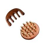 Wooden Scalp Massager & Hair Scrubber - Manual Head Massager with Sandalwood for Scalp Care, Portable Handheld Hair Growth Tool, Comfier Scalp Relaxation Brush for Stress Relief & Spa(Two-Piece Set)