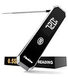 LockView FM151 Meat Thermometer with Temp Lock & Auto-Resume, Multi-Tested 0.5 Sec Instant Read Digital Probe, IP67 Waterproof 18/8 Stainless Steel for Cooking, Grilling, BBQ, Smoker, Candy, Black