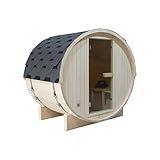 TaTalife Outdoor Barrel Steam Sauna, 3-4 Person Pine Wood Sauna Room, 4.5KW Harvia Electric Heater, Asphalt Shingle Roof