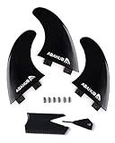 Abahub Surfboard Thruster Fins Set, Compatible with FCS Style Fin Box, Fiberglass Reinforced G5 Surf Fin for Surf Boards, Surfing Longboard, Shortboard, Comes with Screws, Wax Comb and Key, Black