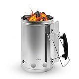 Joyagrill 7.5X12inch XL Charcoal Chimney Starter with Electroplated Handle, Durable Fire Starter with Large Capacity Rapidfire Chimney Starter, Tilted Handle Design for Safe