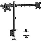 VIVO Dual Monitor Desk Mount, Holds 2 Computer Screens up to 30 inches and 22lbs Each, Heavy Duty Fully Adjustable Steel Stand with C-Clamp and Grommet, Black, STAND-V002