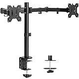 VIVO Dual Monitor Desk Mount, Holds 2 Computer Screens up to 30 inches and 22lbs Each, Heavy Duty Fully Adjustable Steel Stand with C-Clamp and Grommet, Black, STAND-V002