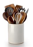 Nucookery Ceramic Kitchen Utensil Holder for Countertop Organizer 6.4" Sand