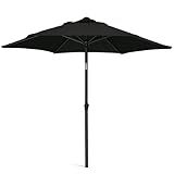 AMMSUN 5.8ft Patio Umbrella Outdoor Table Umbrellas with Push Button Tilt, UPF50+ Premium Steel Pole and Ribs for Deck, Lawn, Garden, Backyard & Pool (Black)