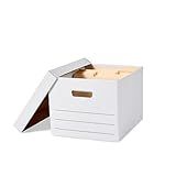 Amazon Basics Medium Duty Storage/Filing Boxes With Lid and Handles, Legal/Letter Size, 12-Pack, White, 16.2" L x 12.5" W x 10.5" H