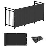Windscreen4less 3'x25' Deck Balcony Privacy Screen Fence Apartment Balcony Mesh Screen with Zip Ties Chain Link Fence Cover UV Protection for Outdoor Patio Backyard Pool Porch Railing, Black