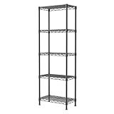 SINGAYE Metal Shelves Wire Shelving：Storage Rack Standing Units Shelf for Kitchen Laundry Bathroom Closet Organizers Pantry Narrow Mesh Adjustable 10" D x 16" W x 55" H Black