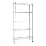 Amazon Basics 5-Shelf Adjustable Heavy Duty Steel Wire Rack Storage Shelving Organizer for Kitchen, Garage, 36" L x 14" W x 72" H, Chrome