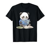 Adorable Panda Reading Book Illustration T-Shirt