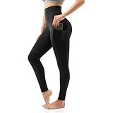 SINOPHANT High Waisted Leggings with Pockets Women, Full Length Capri Buttery Soft Stretchy Yoga Pants(Full Black,L-XL)