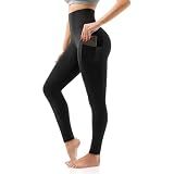 SINOPHANT High Waisted Leggings with Pockets Women, Full Length Capri Buttery Soft Stretchy Yoga Pants(Full Black,S-M)
