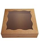 CHERRY 15-Pack 12"x12"x3"Brown Bakery Boxes with PVC Window for Pie and Cookies Boxes Large Natural Kraft Paper Box,Pack of 15