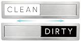 Stainless Steel Dishwasher Magnet Clean Dirty Sign - Premium Magnetic Signs That Say Clean/Dirty - Optional Sticker Adhesive for Non-Metal Surface Dish Washers - Black & White Minimalistic Style