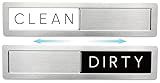 Stainless Steel Dishwasher Magnet Clean Dirty Sign - Premium Magnetic Signs That Say Clean/Dirty - Optional Sticker Adhesive for Non-Metal Surface Dish Washers - Black & White Minimalistic Style