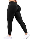 Ieumaz Scrunch Butt Lifting Leggings for Women Gym Seamless Workout Leggings Mid Low Waist Tummy Control Yoga Pants Black