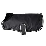 Pet Passion Dog Raincoat Faux Fur Trimmed Lined and Water Resistant Pet Jacket, Black, Medium