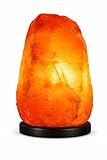 Himalayan Salt Lamp with Dimmer Switch - Natural Crystal Rock Night Light for Home Decor - Hand Carved Salt Lamp with Wooden Base - Soothing Amber Glow Night Light & Gifts