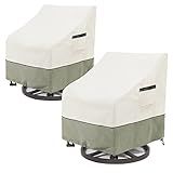 LSongSKY Outdoor Swivel Lounge Chair Cover 2 Pack,100% Waterproof Heavy Duty Outdoor Chair Covers,(33 W x 35 D x 38.5 H inches) Patio Furniture Cover for Swivel Patio Chair,White&Grayish Green