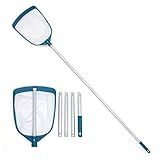 POOLWHALE Upgrades Swimming Pool Leaf Net Skimmer Rake with Adjustable Aluminum Pole and Nylon Medium Fine Mesh for Cleaning Swimming Pools, Hot Tubs, Spas and Fountains