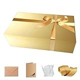 CECOBOX - Gift Boxes with Lids for Presents 11"x7.5"x3" - Matte, Collapsible Magnetic Closure Gift Box - Groomsmen & Bridesmaid Proposal Boxes, Wedding, PR, Birthdays, Holidays (Gold)