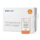 Elitech 5Pack GSP-6 Bluetooth Data Logger Temperature Humidity for Refrigerator with Shadow Data 100000 Points Export PDF/CSV Report, Pharmacy Vaccine DDL Certificate, MAX MIN with Dual Probe