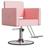 LOUVIXA Barber Salon Chairs for Hair Stylist, Height Adjustable Hydraulic Salon Chair, 360 Degrees Rotation, Multi-Function Shampoo Chair for Home Barbershop, Pink