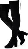 Vepose Women's Thigh High Over the Knee Boots, 3" Inch Block Chunky Heel Fashion Boot for Lady, 992 - Suede Black, Size 8 US (CJY992 Black 08)