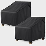 MR. COVER Patio Furniture Covers Waterproof, Outdoor Chair Covers for Rocking Chair, Fits up to 32W x 37D x 36H Inches, Ventilated Air Vents and Convenient Handles Included, Black, 2 Pack