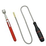 GUTIMORE Magnetic Pickup Tool Pack of 2, Flexible Magnetic Pickup 2LB,Telescoping Magnet Pickup 10LB,Strong Magnet for Hard to Reach Keys,Bolts,Nuts and Screws for Car and Home