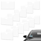 12 Pcs Self-Adhesive Car Business Card Holder Clear Index Card Pockets Label Holder Display Parking Pass Holders with Top Open Parking Permit Holders Plastic Toll Pass Cards Sleeves, 3.9 x 2.4in