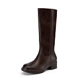 DREAM PAIRS Women's Knee High Riding Yellow Boots,Dark Brown,7.5