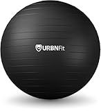 URBNFit Exercise Ball - Yoga Ball in Multiple Sizes for Yoga, Pilates, Pregnancy, Stability - Anti-Burst Swiss Balance Ball w/Quick Pump – Office Ball Chair for Home and Gym – 26 Inch - Black