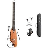 Donner HUSH I Guitar For Travel - Portable Ultra-Light and Quiet Performance Headless Acoustic-Electric Guitar, Mahogany Body with Removable Frames, Gig Bag,and Accessories